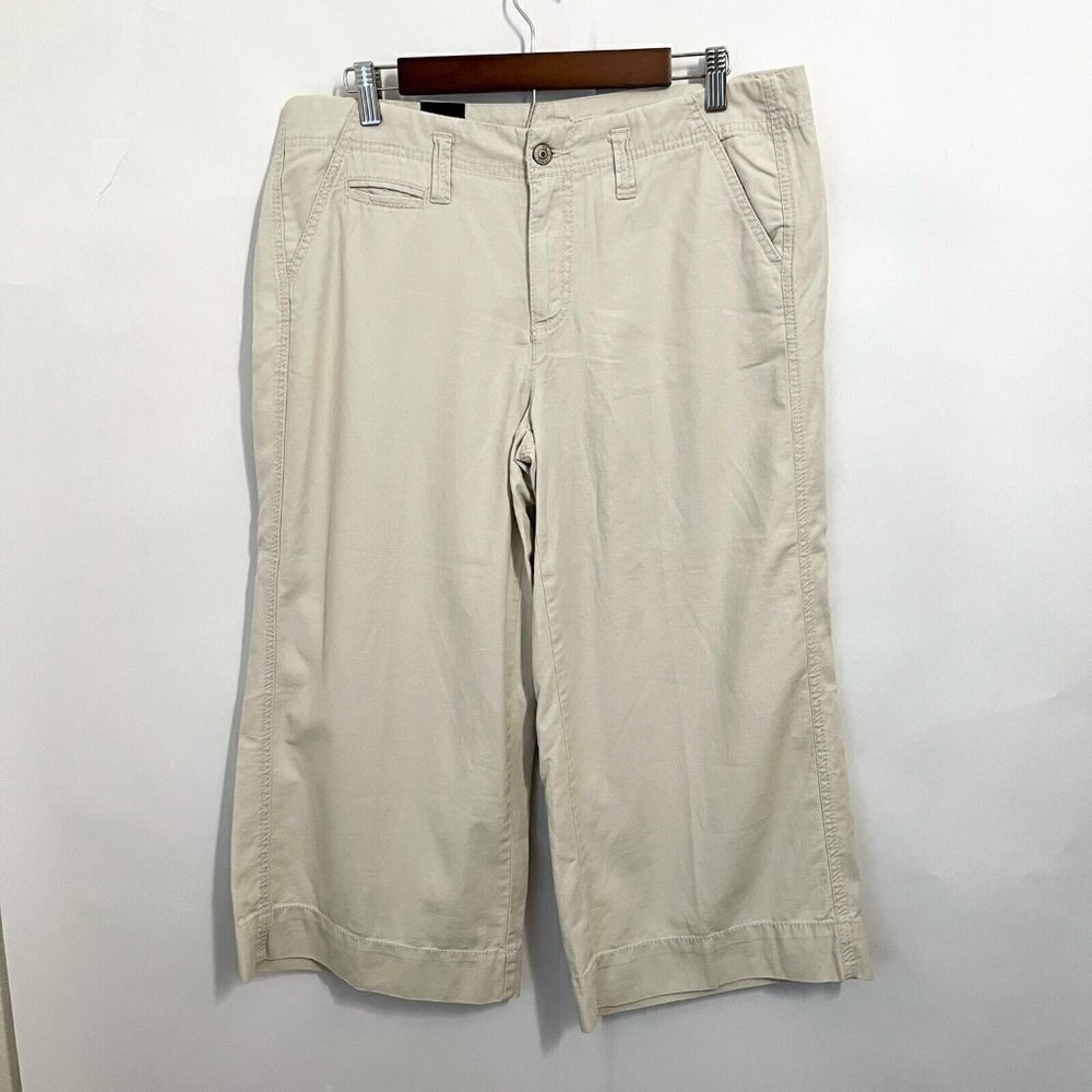 Calvin Klein Women's Pants Cropped Wide Leg Size 14 Khaki NWT